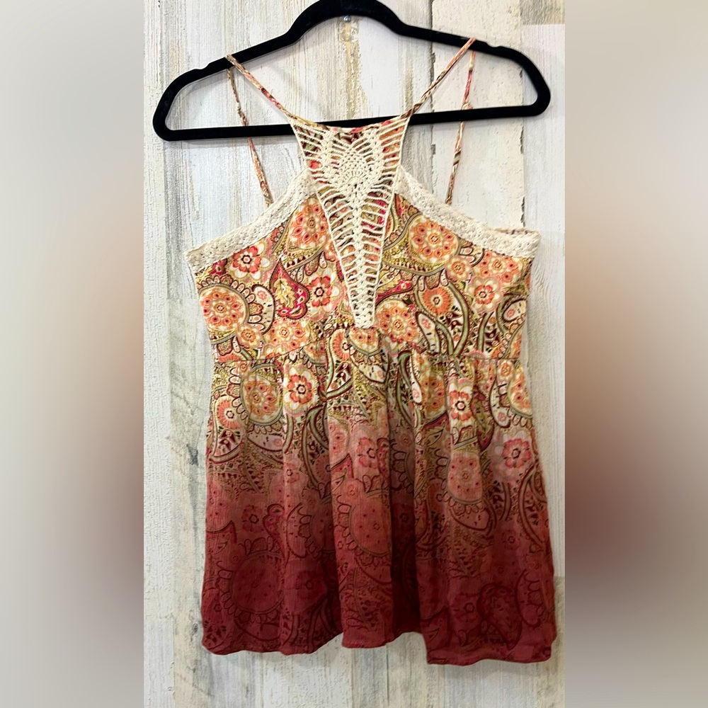 Gimmicks by BKE Tank Top Crochet Accents Spaghetti Straps Size Small